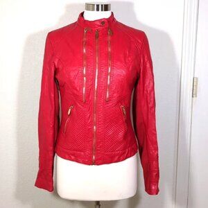Triangel RED faux leather coat M/L